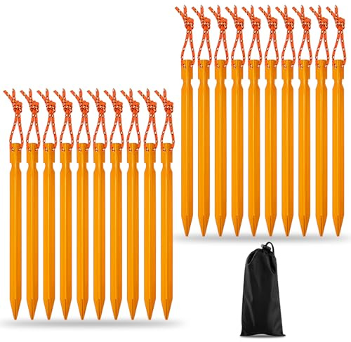 Zeltheringe, 20 Stück Heringe Zelt 18cm Zeltheringe Sturmsicher Aluminium Vorzelt Heringe Erdnägel Stabil mit Reflektierende Seil Camping Zelt Zubehör für Reisen Strand