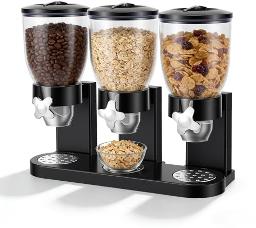 BORDRISE Müslispender, 3er Set Cereal Dispenser Getreidespender 2L Insgesamt 6L Dreifacher Müsli Verteiler Cornflakes Süßigkeiten Spender Nussspender für Müsli Reis Körner Süßigkeiten Kaffebohnen