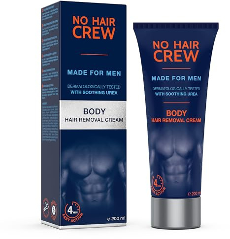 NO HAIR CREW Körper-Haarentfernungscreme für Männer 200 ml – Das Original | Für Brust, Rücken, Arme, Beine & Achseln. Entfernt Haare in nur 4–8 Minuten. Glatte Haut ohne Schnittgefahr und Rasierpickel.
