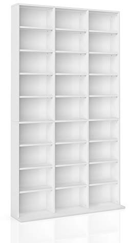 Vicco Cd-Regal Jukebox, Weiß, 102 x 178 cm, zur stehenden und wandmontierbaren Medienaufbewahrung