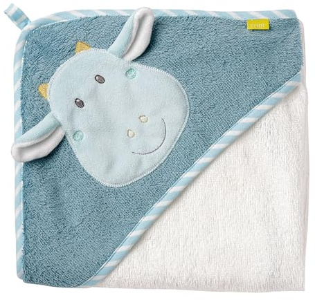 Fehn Kapuzenbadetuch Drache – Bade-Poncho aus Frottee mit Kapuze und niedlichem Drachen Motiv – saugstark & kuschelweich – für Babys und Kleinkinder ab 0+ Monaten