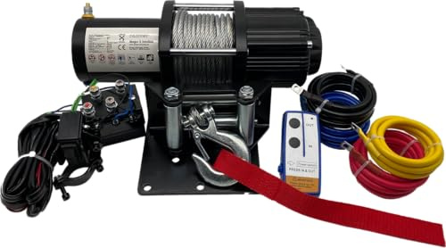 Berger & Schröter | Profi-Seilwinde Motor Seilwinde Elektrisch Motorwinde 12V Stahlseil 3150 kg Zugkraft 14 m Seillänge
