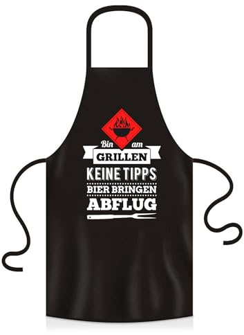 YORA Grillschürze für Männer Vatertagsgeschenk - Kochschürze lustig [inkl. Urkunde] - lustige Geschenke zum Vatertag - Geschenkideen Opa & Papa - Leute (Bin am Grillen)