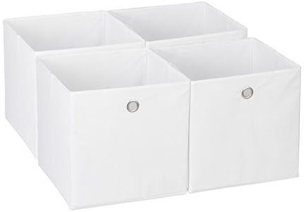 Relaxdays Aufbewahrungsbox 4er Set, Faltbare Regalboxen, HBT: 30x30x30 cm, Grifflöcher, Faltboxen für Regale, Farbwahl