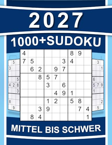 1000+ Sudoku Rätsel für Erwachsene: Mittel bis Schwer Sudoku Block mit Lösungen und Hinweisen als Hilfe | Rätsel Buch mit 504 Mittelschwere und 504 schwere Sudoku-Rätsel (Cerebro, Band 1)