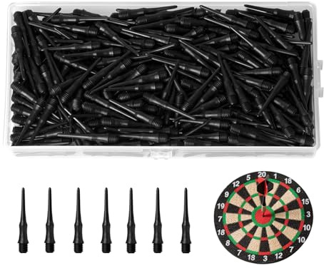 runxsam 300 Stück Dartspitzen Kunststoff Schwarze, Softdart Spitzen Softdarts, Dartpfeil Spitzen mit 2BA Gewinde, Ersatzspitzen, Dartpfeile Kunststoffspitzen, mit Aufbewahrungsbox