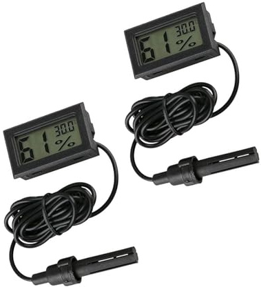 Telidif Reptilientank Zubehör, 2 Pack Digitales Thermometer und Hygrometer, LCD-Display-Sonde für Reptilien-Inkubator, Terrarien, Haustiertanks, Temperatur- und Feuchtigkeitsüberwachung