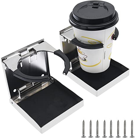 Geloo 2 Stk Edelstahl verstellbare Klappe Tasse Trinkhalter Marine Boot LKW RV Set Boot Zubehör