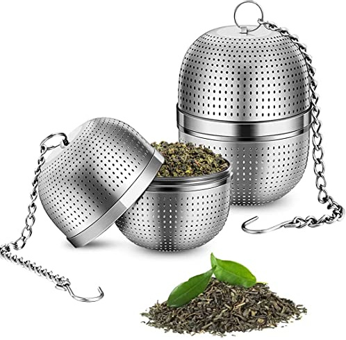 Moseem Teeei für Losen Tee, Tee ei Teesieb Edelstahl 2er Teekugeln Tee ei Sieb 304 Edelstahl Teesieb für Tasse für die Meisten Tasseteekanne Teefilterhalt Teehalter Gewürzei für Teekannen