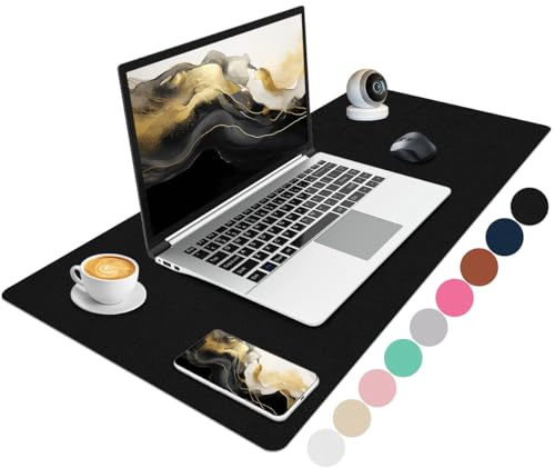 Niviy Schreibtischunterlage Leder XXL Mousepad 80X40CM Schwarz | Büro Tischunterlage,Rutschfest PU Office Mauspad Wasserdicht Schreibunterlage Für Büro,Home und Laptop Rutchfeste Wildleder