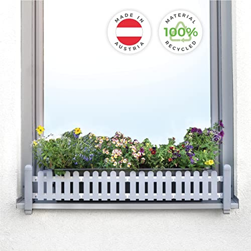 Green Creations Blumenkastenhalterung masu Basis-Set passt auf Jede Fensterbank von 78 cm bis 140 cm ohne Bohren, ohne Beschädigung der Fassade (Basisset: Classic, Signalgrau)
