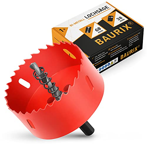 BAURIX® Bi-Metall Lochsäge Ø68mm für Holz, Metall, Trockenbau – Saubere Löcher für Elektroinstallation, Steckdosen & Kabeldurchführungen
