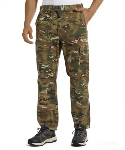 YUSHOW Taktische Hose Herren Outdoor Tarnhose Baumwolle Robust Wanderhose | Jagdhose mit Multi Taschen Arbeitshose zum Wander Camping
