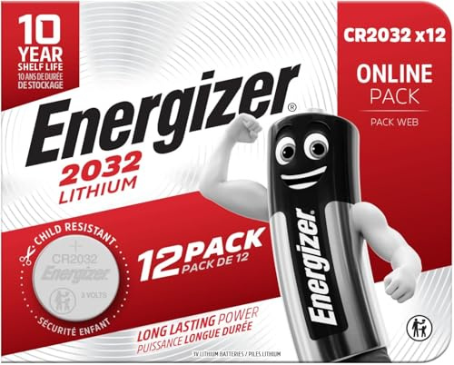 Energizer Lithium - CR 2032 Knopfzelle 3V Batterien (12 Stück) - Air Tag, Autoschlüssel, Fitnesstracker, medizinische Geräte - 10 Jahre lagerfähig [Exklusiv bei Amazon]