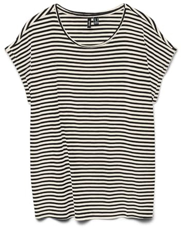 VERO MODA Damen T-Shirt VMAVA Plain Stripe - Regular Fit XS S M L XL Gestreift