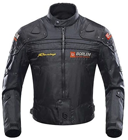 BORLENI Motorradjacke Herren Motorrad Jacke Winddicht mit Protektoren Protektoren Jacke Roller Biker Touren Damen Schwarz XXL