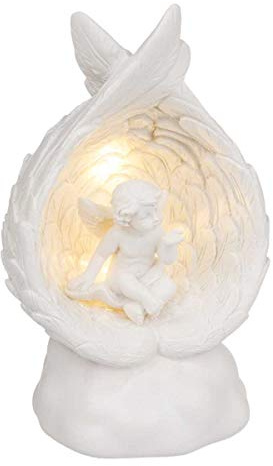 Out of the blue LED Dekofigur Sitzender Engel, zufällige Auswahl aus 4 ähnlichen Motiven, Engelsfigur Putte Dekoengel Engelchen Lichtdeko, Maße (H/B/T): 12 x 7 x 5,5 cm, Weiß