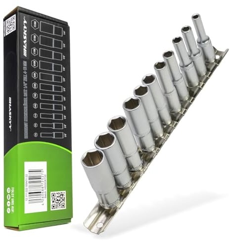HASKYY Steckschlüssel Satz Lang Nüsse 1/4" Zoll Stecknüsse 4-13 mm Sechskant Set Steck Nuss 6 Kant Einsatz Schraubenschlüssel