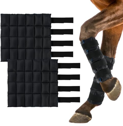 LUFFWELL Pferdebeinbandagen, 4 Stück, Eisbeinstiefel, perfekt für Reittraining und den täglichen Gebrauch, bequeme und hochwertige Unterstützung bei Verletzungen, passend für alle Pferde (Schwarz und
