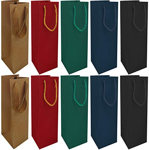 ZJW 10er Pack Premium Weingeschenktüten, Luxusflaschentaschen mit starken Seilgriffen