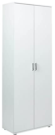 Inter Link – Mehrzweckschrank – Besenschrank – Putzschrank - Allzweckschrank – Haushaltsschrank – 2 Türen – 3 Böden – Breite:70cm - Tiefe:34cm - Höhe:190cm – Arconati HHS – Weiß