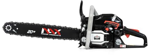 NAX POWER PRODUCTS Benzin Kettensäge 500C, 61.5 cm3 2-Takt Motorkettensäge, 2 kW Benzinkettensäge, Motorsäge Führungsschiene 20-50.8cm, Anti-Rückschlag-System, Briggs & Stratton Motor