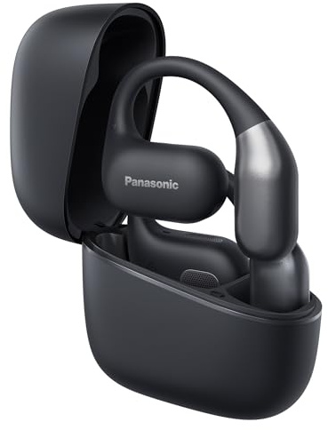 Panasonic RB-F10DE-K Open-Ear kabellose Kopfhörer, Bluetooth 5.4 Kopfhörer mit ENC Mikrofon, 25 Std. Wiedergabe, IPX4 Sport Kopfhörer, Touch-Bedienung, Schwarz