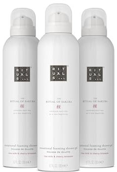 RITUALS The Ritual of Sakura Vorteilspack mit 3 x Duschschaum – Duschgel mit Kirschblüten und Reismilch – zarter, blumiger Duft – Value Pack 3 x 200 ml