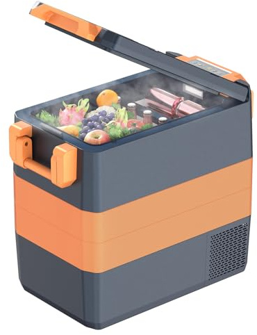 UKKISO Kompressor Kühlbox 50L Kühlschrank für Auto, 12/24V DC 100-240 VC Elektrisch Kühlbox für Auto, 12/24 V DC und 100–240V AC für Auto, LKW, Boot, Camping, -20°C bis 20°C, mit USB Anschluss