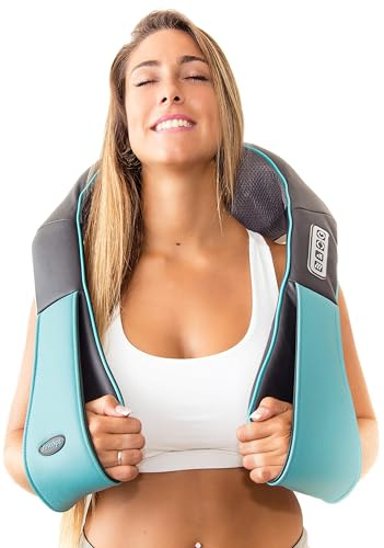 Shiatsu Rücken-, Schulter- und Nackenmassagegerät mit Wärme - Deep Tissue 3D Knetkissenmassagegerät für Nacken, Rücken, Schultern, Füße, Beine - elektrische Ganzkörpermassage