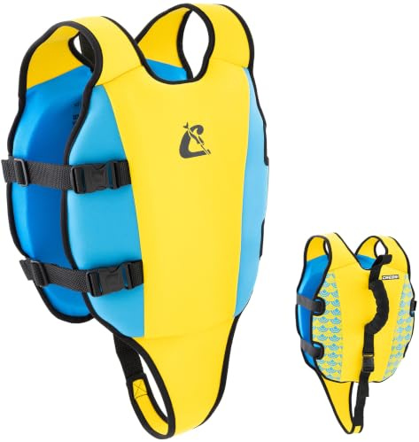 Cressi Turtle Schwimmweste Kinder, Doppelgriff, Hellblau/Gelb, S: 2/3 Jahre