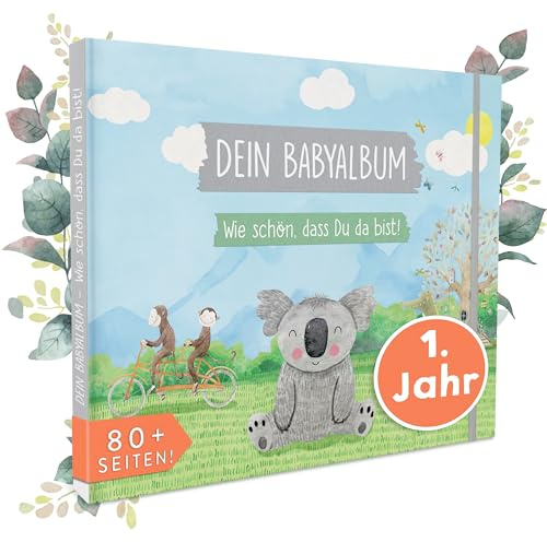 Mein erstes Jahr Babyalbum - Mädchen und Jungen - Babytagebuch | Erinnerungsbuch Baby - Baby Erinnerungsbuch - Babybuch zum Eintragen - Baby Album - Baby Buch - Geschenk zur Geburt