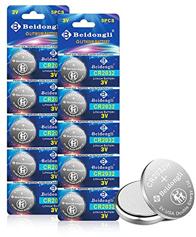 CR2032 3V Lithium Knopfzellen CR 2032 Batterien 10 Stück【5 Jahre LagerGarantie】 (cr2032-10)