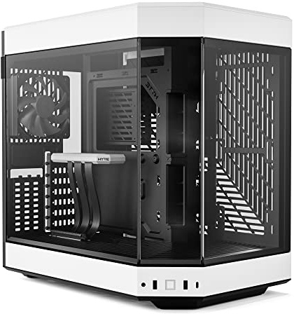 Hyte Y60 Modernes ästhetisches Dual-Kammer-Panorama-Gehäuse aus gehärtetem Glas, Mid-Tower ATX-Computer-Gaming-Gehäuse mit PCIE 4.0 Riser-Kabel im Lieferumfang enthalten, Weiß (CS-HYTE-Y60-BW)