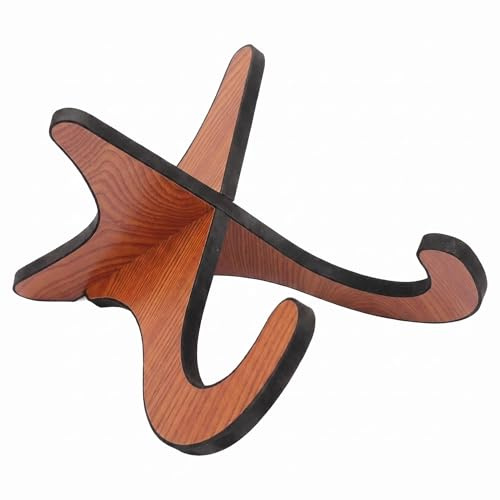 CC CAIHONG Ukulele Ständer Boden Holz Tragbar Klappbar Universelles X-Rahmen Stabiler Rutschfester Ständer für Ukulele, Mandoline, Geige und Banjo - Braun