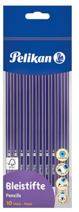 Pelikan 811132 Bleistift mit Radiergummi, HB, Sechskant, 10 Stück