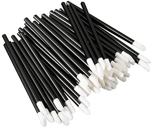 VEGCOO 300 Stück Make Up Lippenstift pinsel, Einweg Lippenpinsel, Schminkpinsel für Perfekt Lippen Makeup (Schwarz)