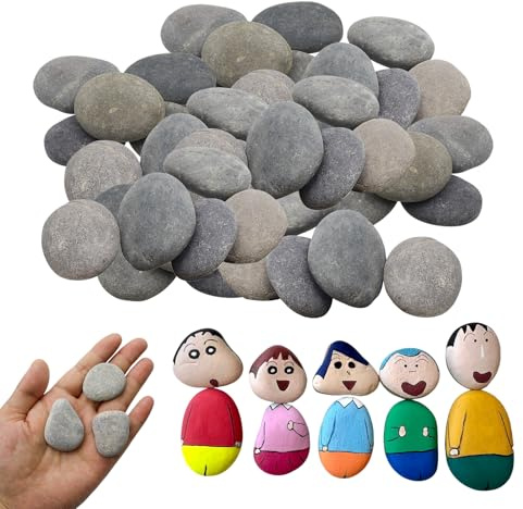 WestCH 20 Stück Steine zum Bemalen Flach,4-6cm Glatte Große Kieselsteine | Flache Steine zum Bemalen,Kieselsteine zum Bemalen Naturstein zum Basteln für Kinder Malgeschenke Bunte Malerei Zen Garten