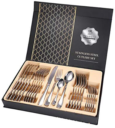 24-teiliges Besteckset für 6 Personen – Ben & Bel Edelstahl Messer, Gabel und Löffel Besteckset mit Geschenkbox – Pflegeleicht & Spülmaschinenfest