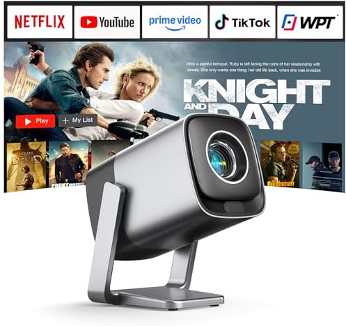 Smart Mini Beamer 4K Kompatibel mit Netflix & Dolby Audio, XuanPad 28000 Lumen Beamer mit TOF Autofokus & Trapezkorrektur, WiFi6 & Bluetooth, 210° Drehbarer Heimkino/Outdoor Projektor für Handy/PC