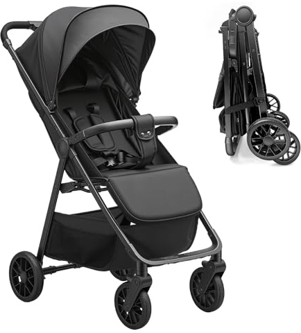 UBRAVOO Kinderwagen Buggy für Kleinkinder mit Liegesitz, ultrakompakter Reisebuggy klein zusammenklappbar, leichtem Travel Buggy mit Aufbewahrungskorb, Baldachin & Elterngriff als Pushchair