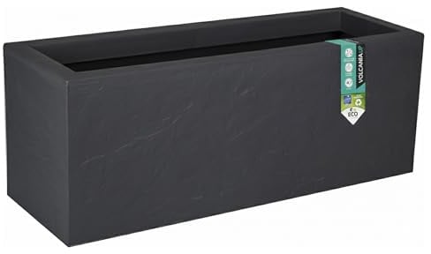 EDA - Blumenkasten Volcania'Up 57 l – Dekor Steinoptik – einwandig – Wasserspeicherzone – 79,5 x 29,5 x 29,5 cm – Anthrazitgrau