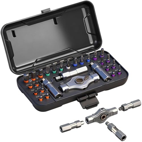 Koeutoze 24-in-1 Ratschenschraubendreher Set – Magnetic Screwdriver Set mit S2-Bits, Abnehmbarer T-Ratschengriff, Feinmechaniker Werkzeug Satz für Möbel, Fahrrad, PC-Reparatur, Kompakt & Tragbar