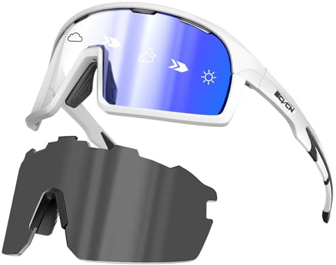 SCVCN Photochromatische Selbsttönend Fahrradbrille Polarisiert Herren Damen Sportsonnenbrille Klar Radsportbrille Radfahren MTB Radbrille Laufen Angeln Volleyball Tennis Bergsteigen Wandern S144