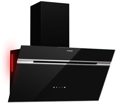 Klarstein Alina Dunstabzugshaube - 70cm Kopffreihaube, 600 m³/h Luftstrom, Touch Control, A Energieeffizienz, LED-Beleuchtung, Umluft & Abluft, Schwarz