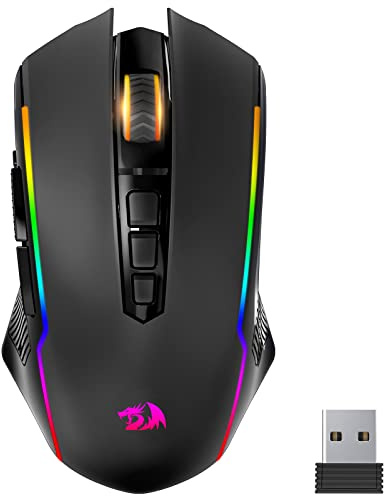Redragon M910KS Gaming Maus Kabellose, RGB Wiederaufladbare Gaming-Maus mit 9 Macro Editing Programmierbare Tasten/8000 DPI, Ergonomische Wireless Gaming Maus, 70Hrs für PC/Mac Gamer
