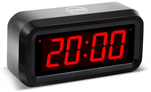 Timegyro Digitaler batteriebetriebener Wecker mit LED-Anzeige für das Schlafzimmer, Lange Batterielebensdauer von 12 Monaten, 3 Helligkeitsstufen, 12/24 Stunden, Snooze