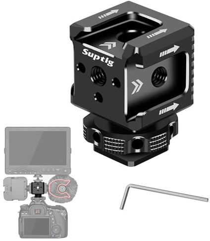 Suptig 3-Port Kaltschuh-Halterung mit 1/4-Zoll-20 Gewinde für Kamerakäfig, Blitz, LED, Monitor, Mikrofon usw.