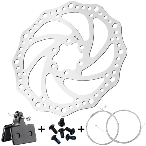 Scheibenbremse Fahrrad für Shimano Bremsscheibe SM-RT54 160mm 6Loch,4-IN -1 | 1x Fahrrad Bremsscheibe SM-RT54 160mm+ 1x 1.9M Stahl Bremsleitung+ 1x 0.9M Stahl Bremsleitung+ 1x Bremsbeläge für B01S