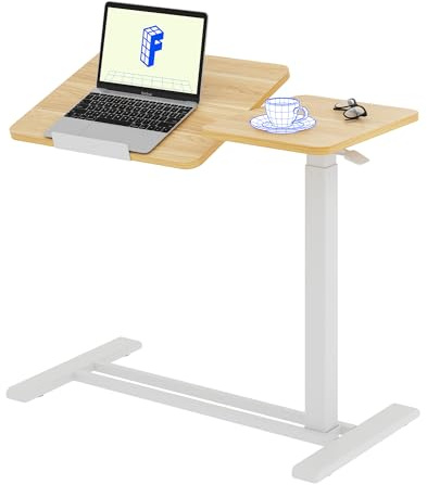 FLEXISPOT Beistelltisch höhenverstellbar mit Rollen, stufenlose Gasfeder | Computertisch/Nachttisch/Couchtisch/Betttisch mit neigbarer Tischplatte, passt unter Sofa und Bett, mobiler Tisch 80×40cm